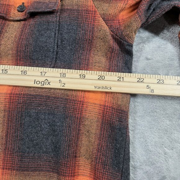 Old Navy Shirt Womens S Orange Boyfriend Plaid Flannel Evermore Inspired Swiftie - Picture 8 of 9